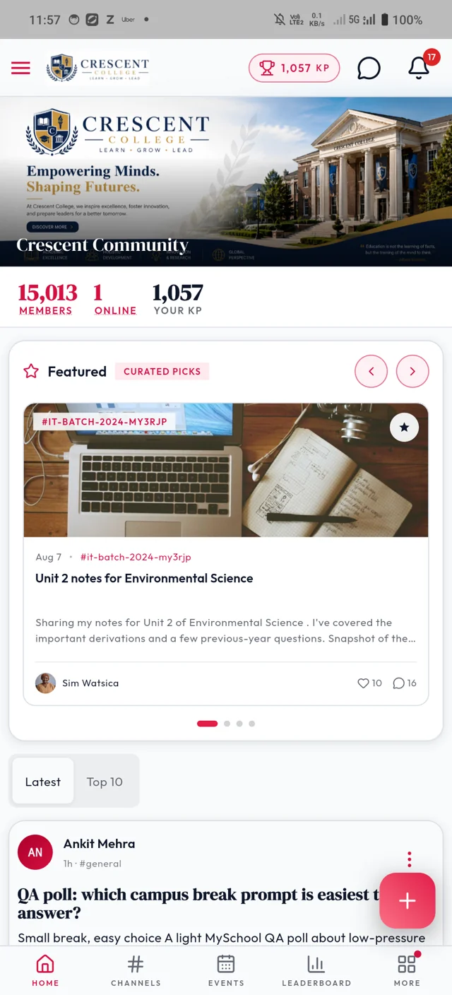 Home and featured content