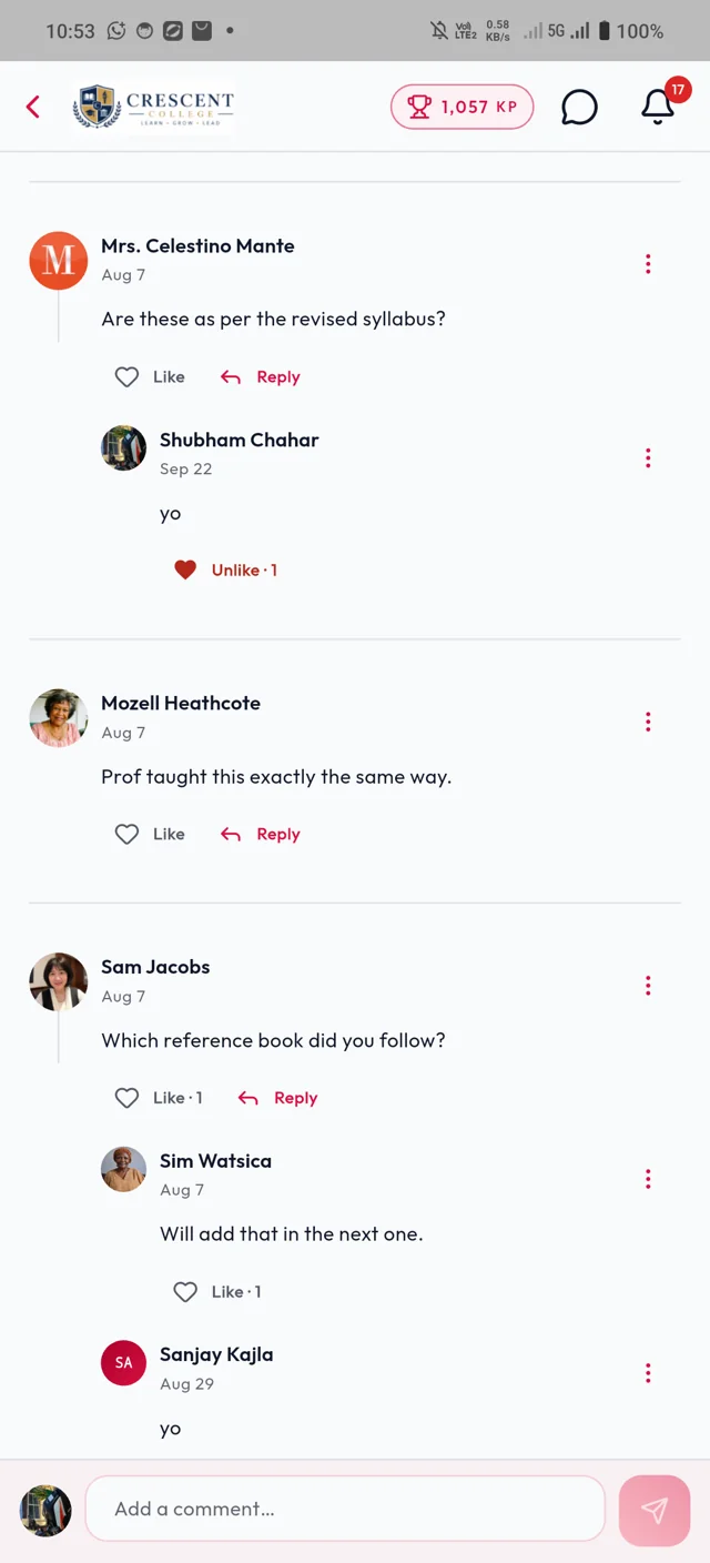 Expanded reply thread
