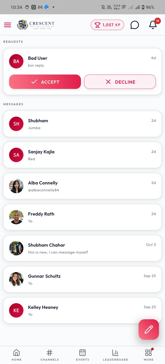 Inbox and requests