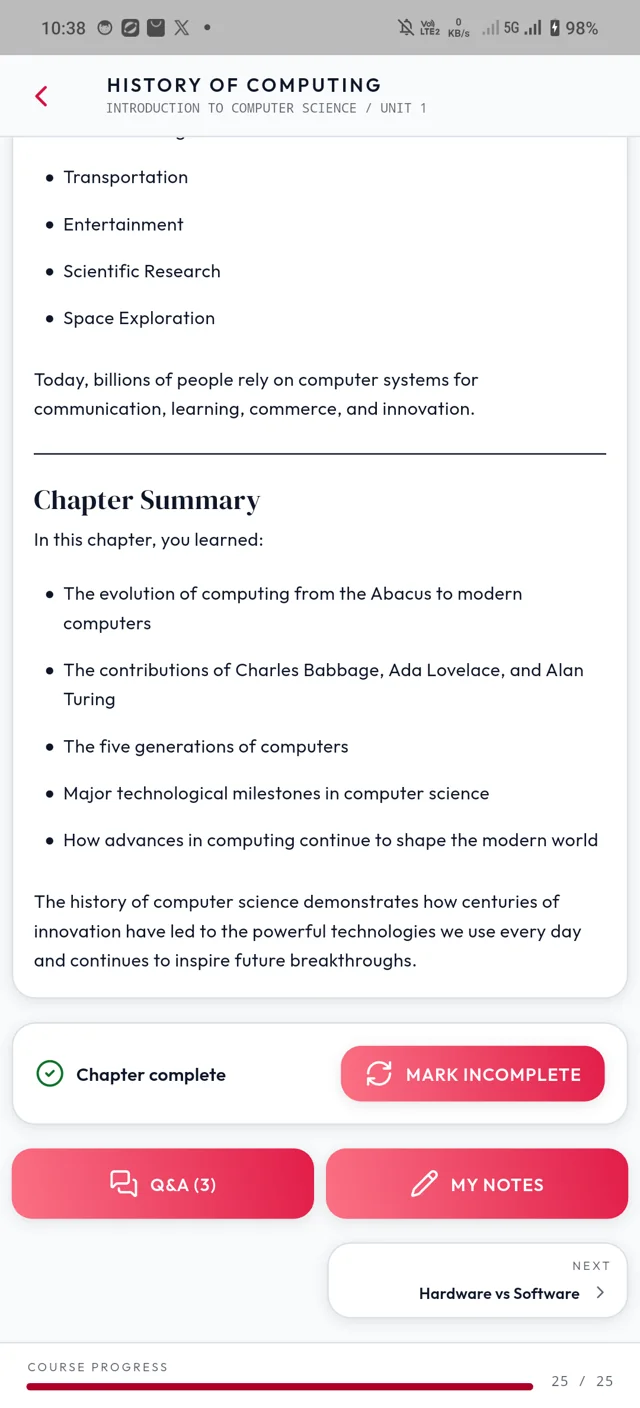 Completion and lesson tools