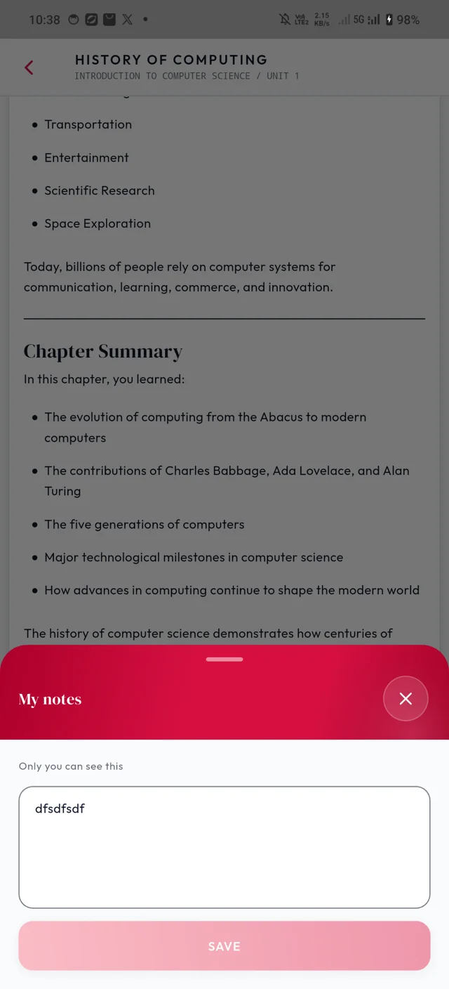 Private chapter notes