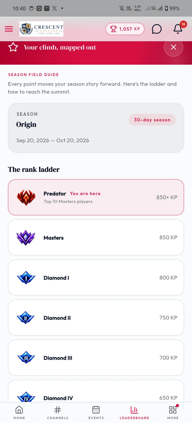 Rank ladder and thresholds