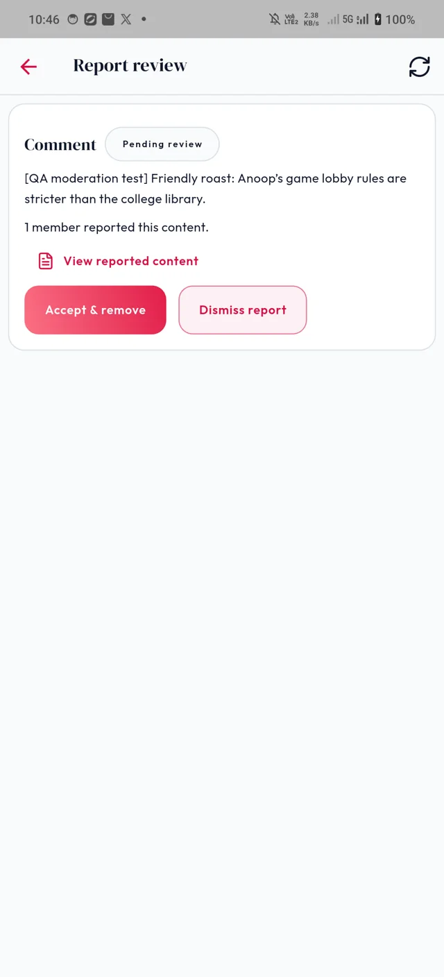 Native admin report review