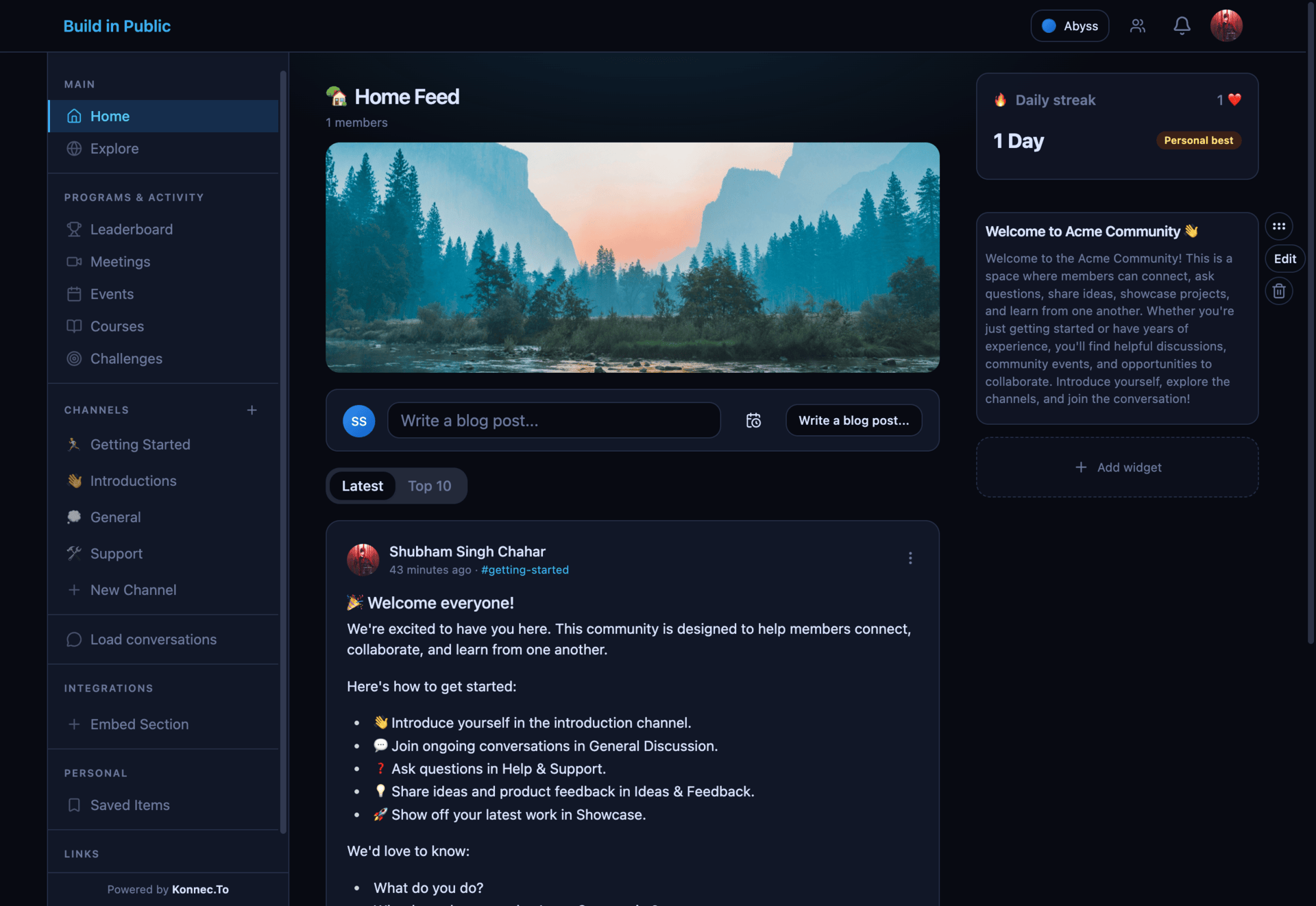 KonnecTo community dashboard walkthrough